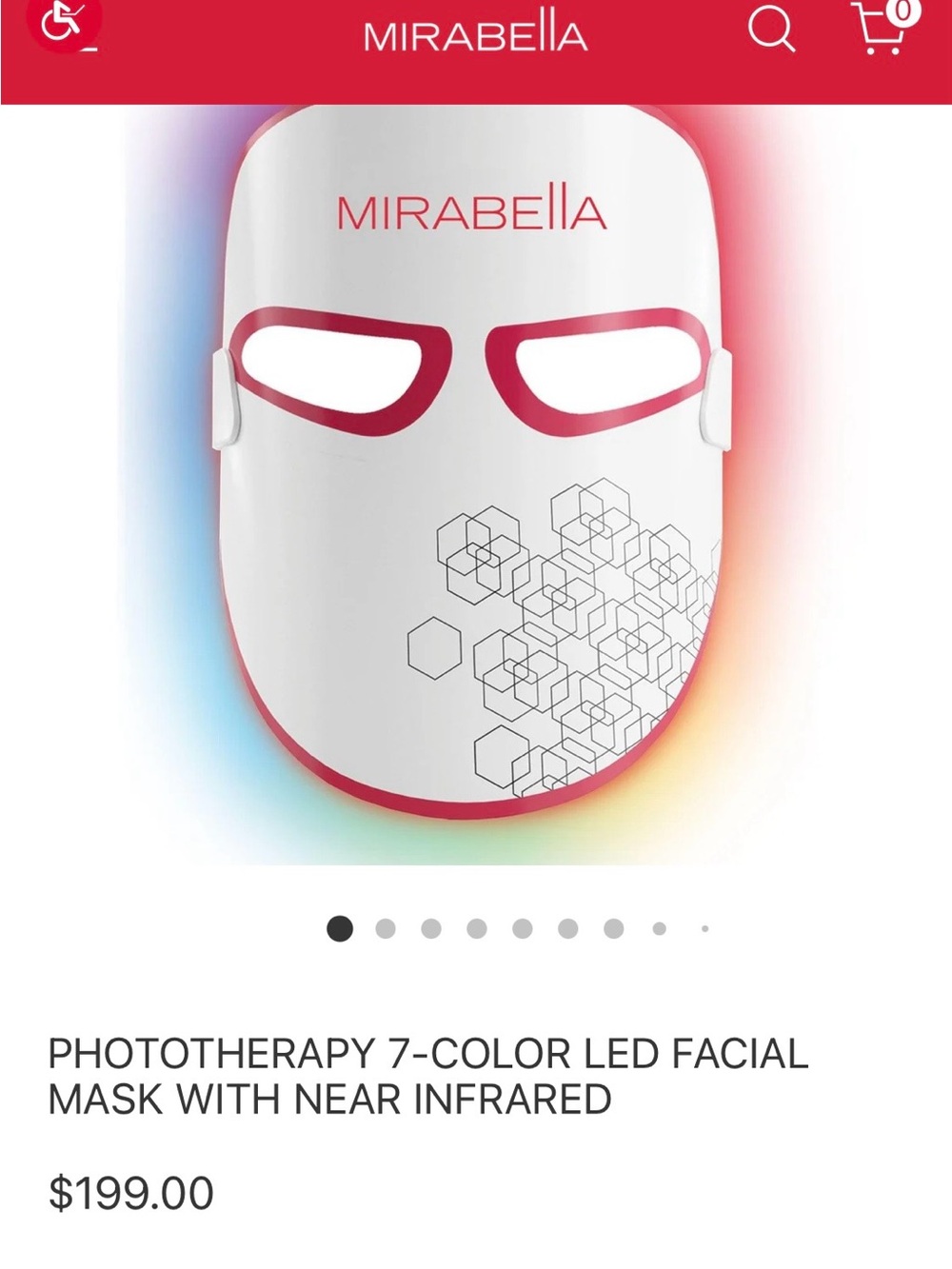 Mirabella Phototherapy 7-Color LED Facial Mask - White & Pink Accents